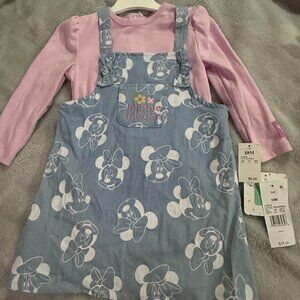 Disney Minnie Mouse Long Sleeve Bodysuit & Dress Set 18 M